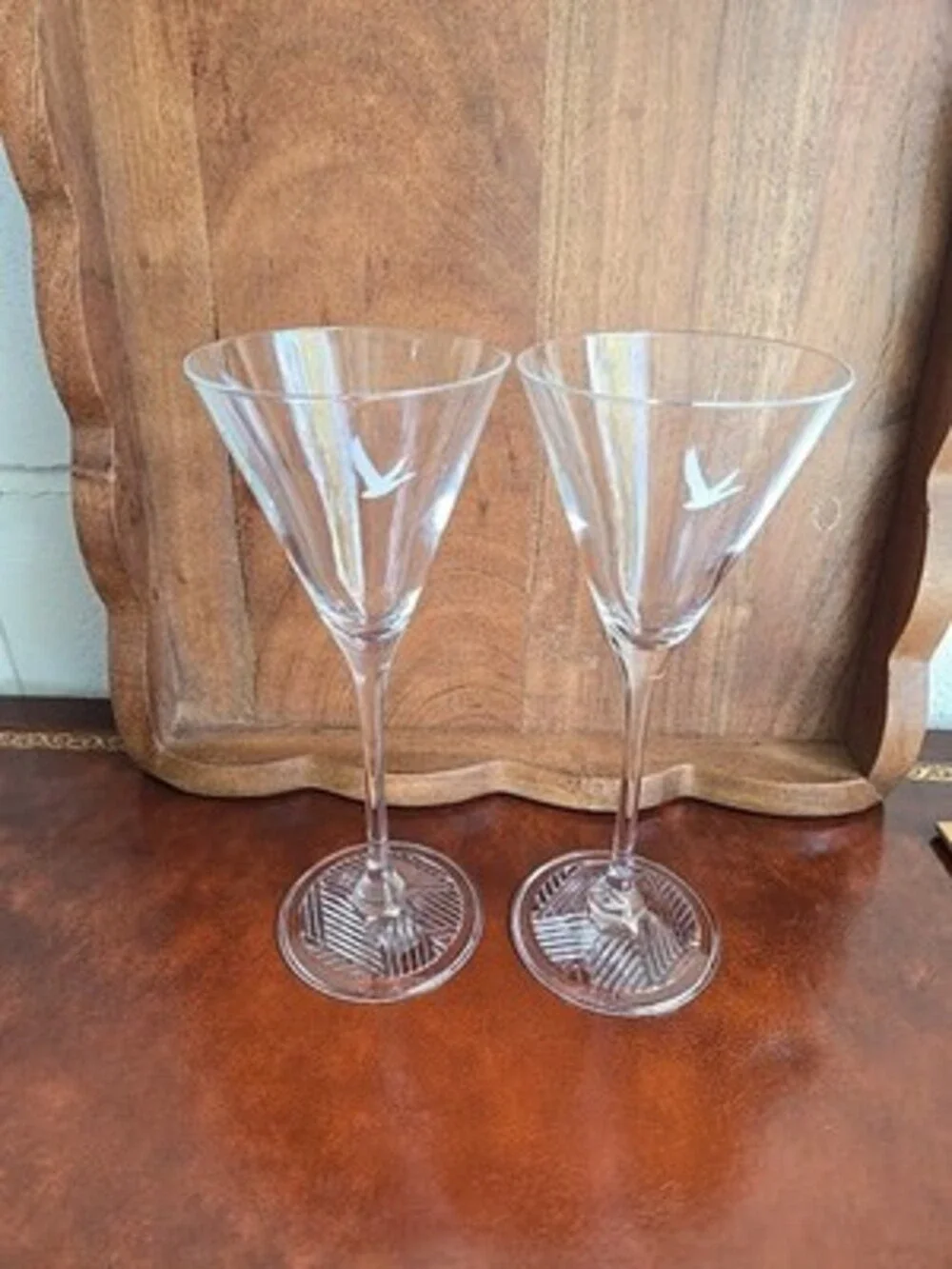 Martini Glasses Long Stem - Grey Goose - Etched Goose 7 1/2